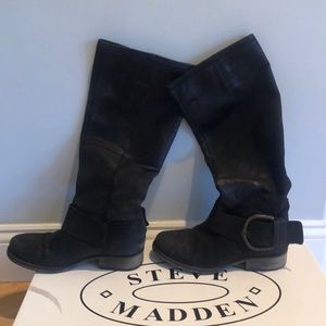 Steve Madden black leather knee high boots